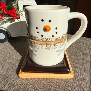 NEW - S’MORES MARSHMALLOW SNOWMAN ceramic coffee/cocoa mug/cup! SOOO CUTE!